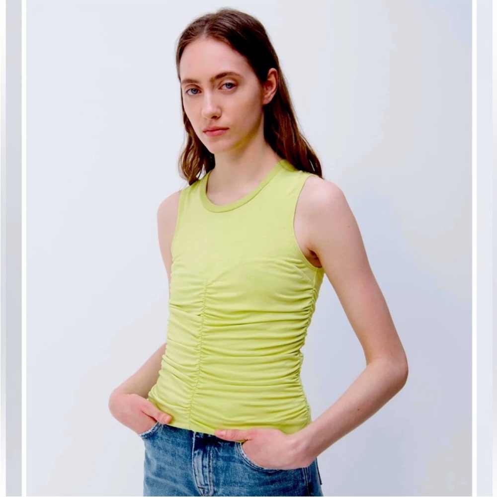 NWT JONATHAN SIMKHAI KRISTIANA TANK TOP SHIRT CAMI IN ACID LIME